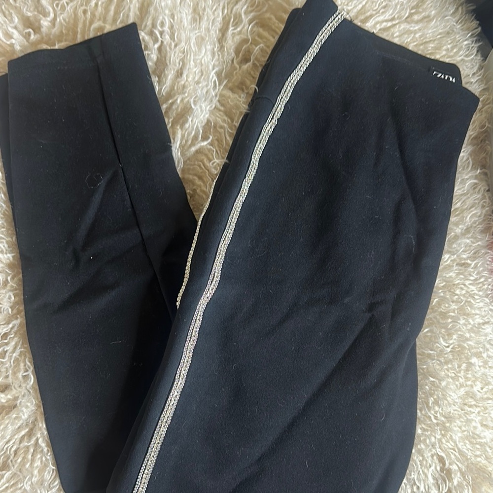Zara Black Leggings with diamond Trim